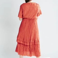 Piper & Scoot Dresses The Alyssa Ruffle Detailed Dress In Brick