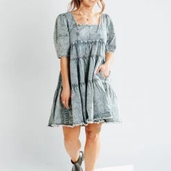 Piper & Scoot The Genevieve Babydoll Dress In Denim