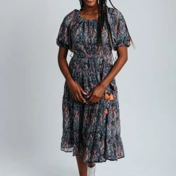 Piper & Scoot Dresses The Adley Belted Detail Dress In Navy