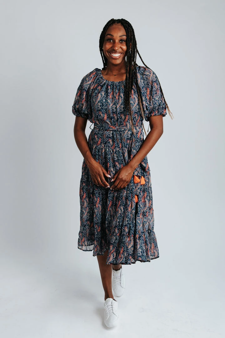 Piper & Scoot Dresses The Adley Belted Detail Dress In Navy