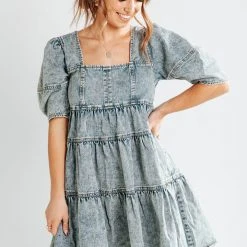 Piper & Scoot The Genevieve Babydoll Dress In Denim