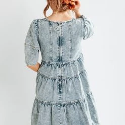 Piper & Scoot The Genevieve Babydoll Dress In Denim