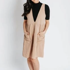 Piper & Scoot Dresses The Flagstaff Jumper Dress In Sand