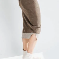 Piper & Scoot The Dale Sweater Skirt In Dark Brown Bottoms + Jumpsuits