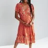 Piper & Scoot Dresses The Sandstrom Patterned Wrap Dress In Red