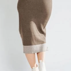 Piper & Scoot The Dale Sweater Skirt In Dark Brown Bottoms + Jumpsuits
