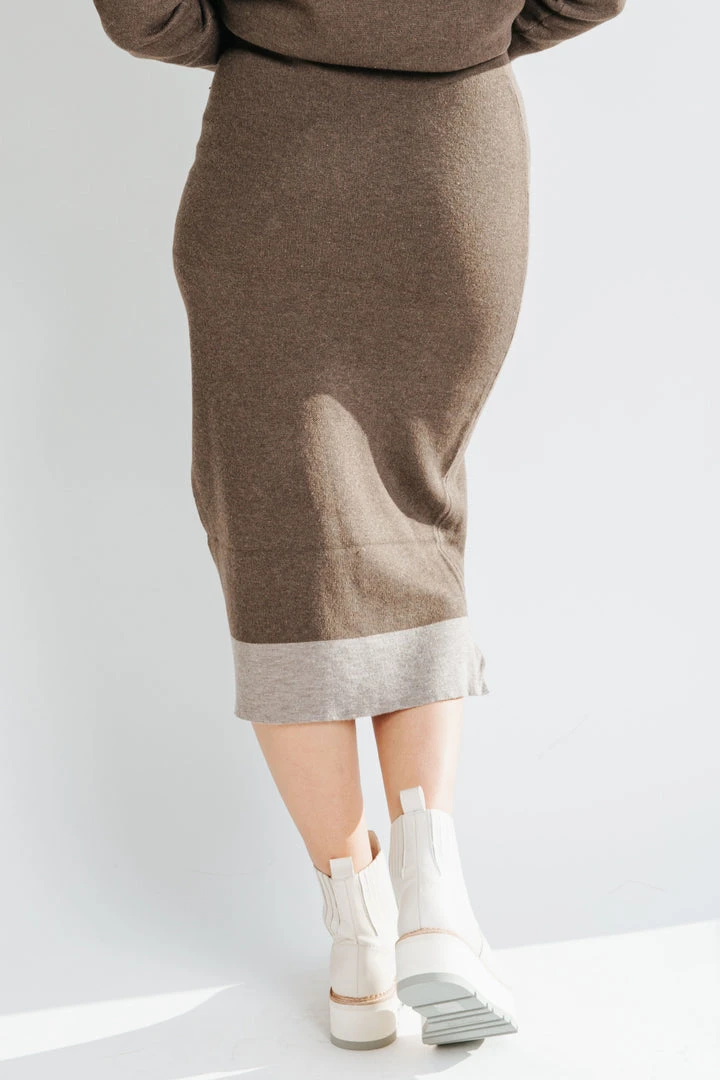 Piper & Scoot The Dale Sweater Skirt In Dark Brown Bottoms + Jumpsuits