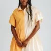 Piper & Scoot The McCombs Color Block Button Down Dress In Orange Dresses