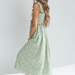 Piper & Scoot The Joan Floral Tank Dress In Green Dresses