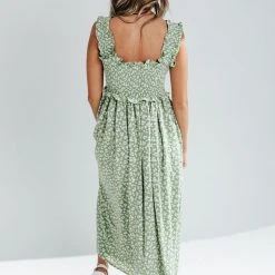 Piper & Scoot The Joan Floral Tank Dress In Green Dresses