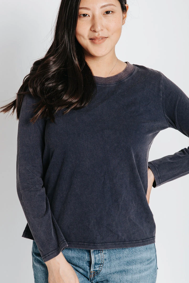 Piper & Scoot The Chad Crewneck Long Sleeve In Navy Tops