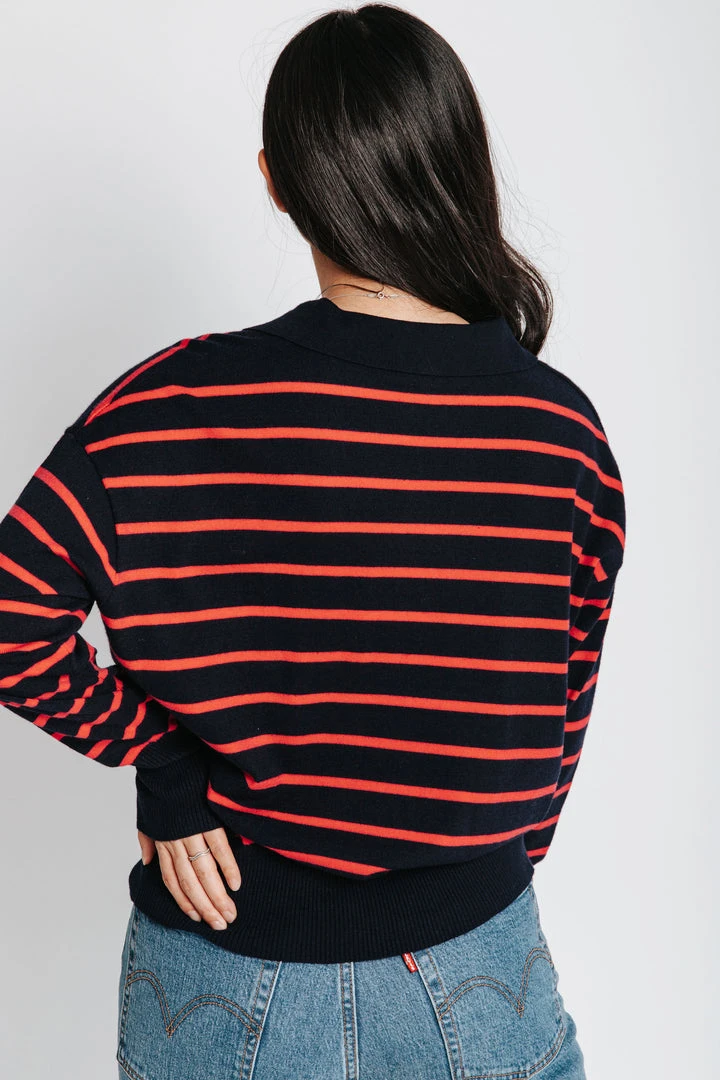 Piper & Scoot The Carlton Striped Sweater In Navy Tops