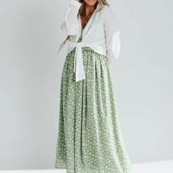 Piper & Scoot The Joan Floral Tank Dress In Green Dresses