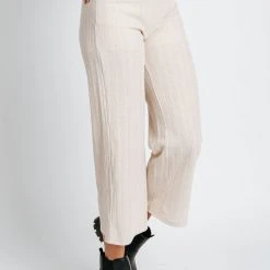 Piper & Scoot The Billie Knit Wide Leg Pant In Taupe Bottoms + Jumpsuits