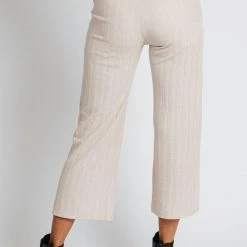Piper & Scoot The Billie Knit Wide Leg Pant In Taupe Bottoms + Jumpsuits