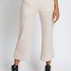 Piper & Scoot The Billie Knit Wide Leg Pant In Taupe Bottoms + Jumpsuits