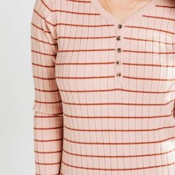 Piper & Scoot Dresses The Bacher Striped Midi Dress In Dusty Pink