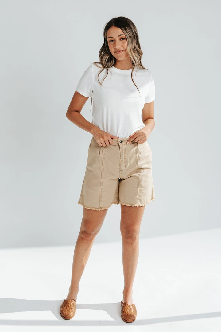 Piper & Scoot The Ervin A-Line Shorts In Tan Bottoms + Jumpsuits