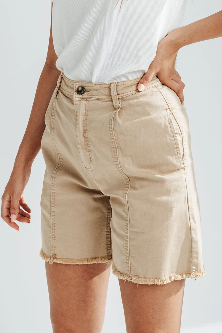 Piper & Scoot The Ervin A-Line Shorts In Tan Bottoms + Jumpsuits