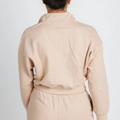 Piper & Scoot The Frida Half Zip Pullover In Tan Tops