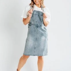 Piper & Scoot Dresses The Higgins Jumper Dress In Denim
