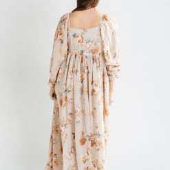 Piper & Scoot: The Louisa Floral Maxi Dress In Taupe Dresses