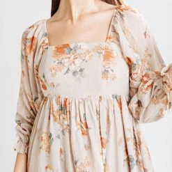 Piper & Scoot: The Louisa Floral Maxi Dress In Taupe Dresses