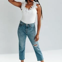 Piper & Scoot The Niccole Ruffle Bodysuit In Off White