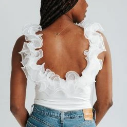 Piper & Scoot The Niccole Ruffle Bodysuit In Off White