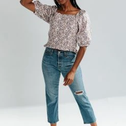 Piper & Scoot Tops The Pence Smocked Floral Top In Lavender