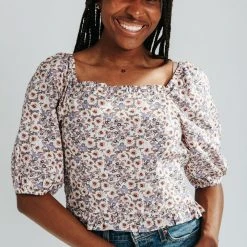 Piper & Scoot Tops The Pence Smocked Floral Top In Lavender