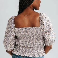 Piper & Scoot Tops The Pence Smocked Floral Top In Lavender