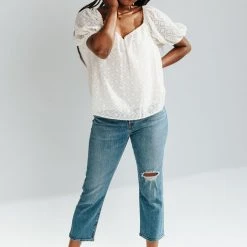 Piper & Scoot Tops The Baili Textured Blouse In Cream