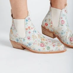 Piper & Scoot Free People: Beau Western Boots In Ivory Floral Shoes