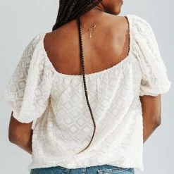 Piper & Scoot Tops The Baili Textured Blouse In Cream