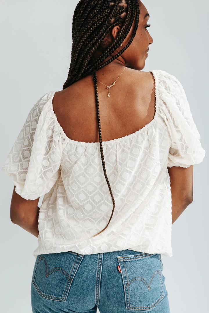 Piper & Scoot Tops The Baili Textured Blouse In Cream