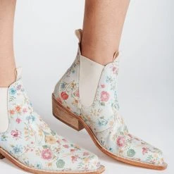 Piper & Scoot Free People: Beau Western Boots In Ivory Floral Shoes