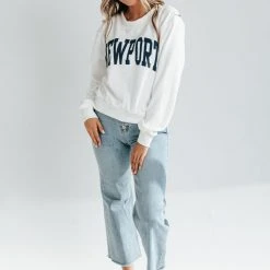 Piper & Scoot Tops The Newport Graphic Sweatshirt In White