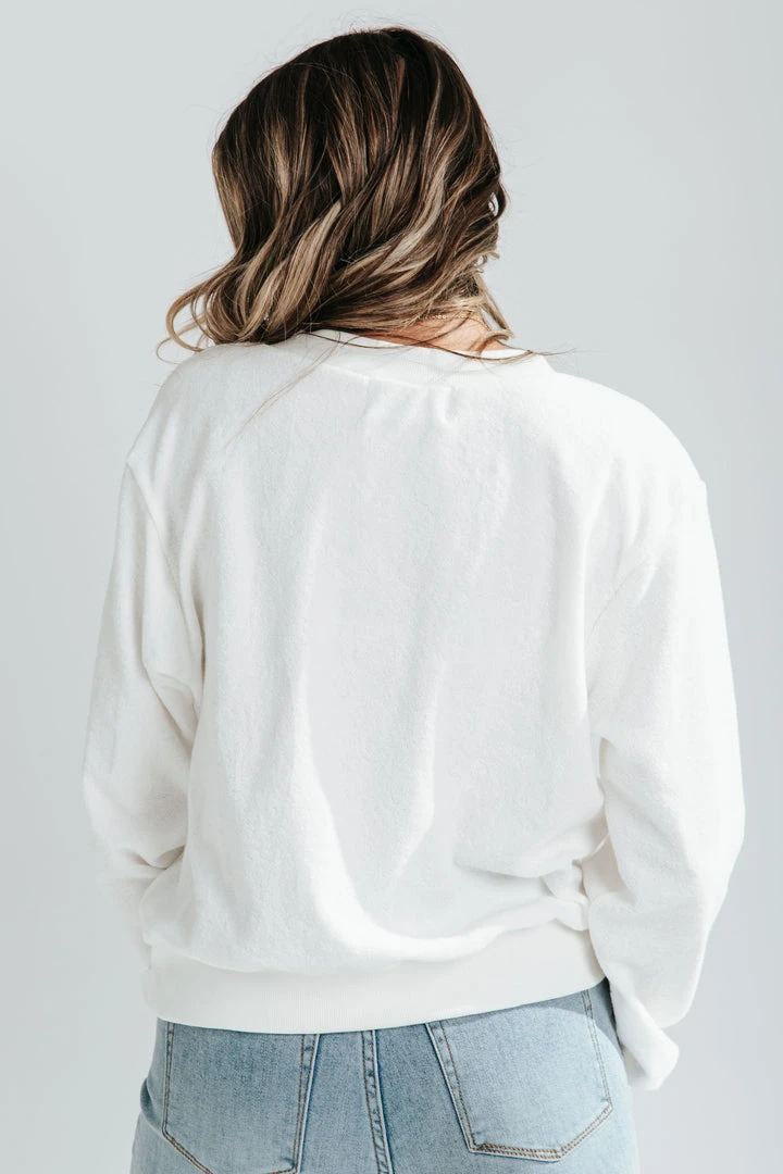 Piper & Scoot Tops The Newport Graphic Sweatshirt In White