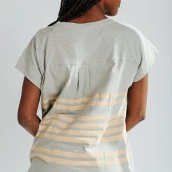 Piper & Scoot Tops The Leadon Striped Tee In Sage