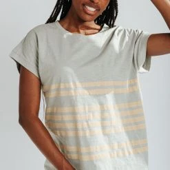 Piper & Scoot Tops The Leadon Striped Tee In Sage