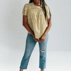 Piper & Scoot The Karli Pin-Tuck Detail Blouse In Mustard