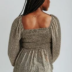 Piper & Scoot Tops The Konrie Smocked Floral Blouse In Olive