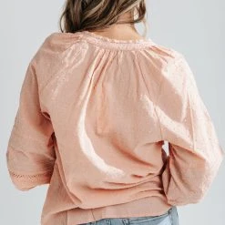 Piper & Scoot The Wren Embroidered Blouse In Mauve Tops