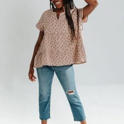 Piper & Scoot Tops The Bernie Patterned Top In Mauve