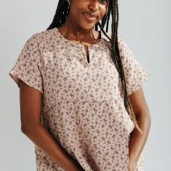 Piper & Scoot Tops The Bernie Patterned Top In Mauve