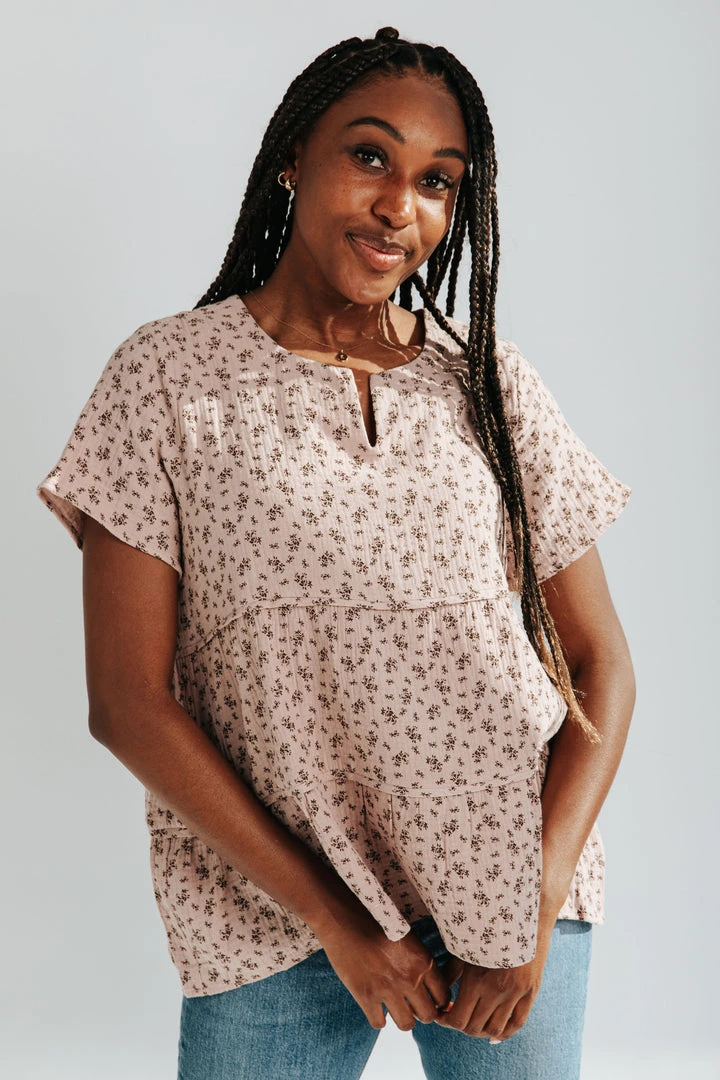 Piper & Scoot Tops The Bernie Patterned Top In Mauve