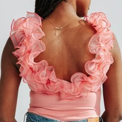 Piper & Scoot The Niccole Ruffle Bodysuit In Rose Tops