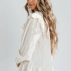 Piper & Scoot The Pradera Ruffle Blouse In Cream Tops