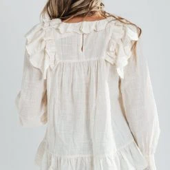 Piper & Scoot The Pradera Ruffle Blouse In Cream Tops